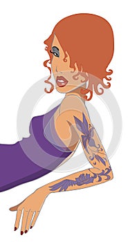 Red-haired girl with tatto