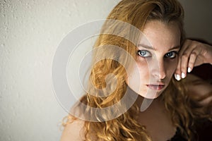 Red Haired Woman Looking at Camera