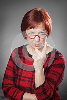 Red-haired woman, Portrait, Facial expression, wag a finger