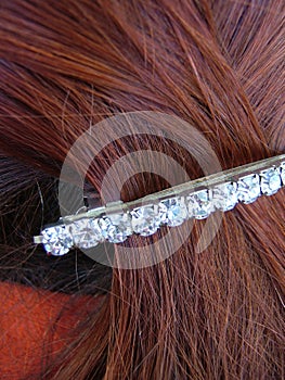 Red hairstyle detail