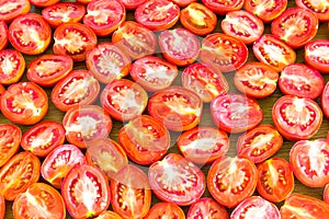 Red half sliced tomato