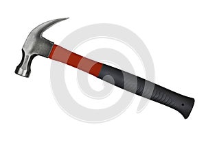 Red hammer on white background