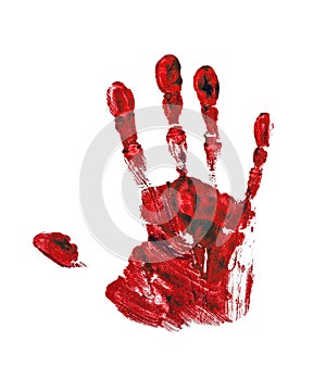 Red hand print isolated on white