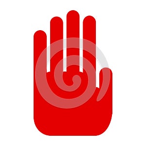 Red hand, stop sign icon - vector