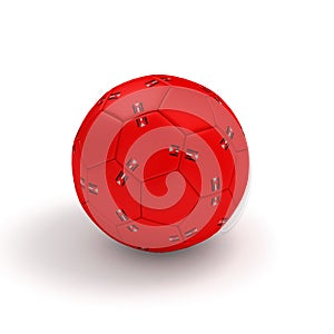 Red handball ball isolated on white 3D illustration