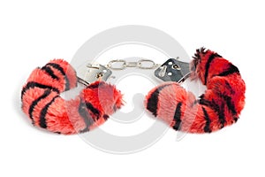 Red handcuffs for sexual joys