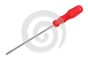 Red handle screwdriver isolated on white background