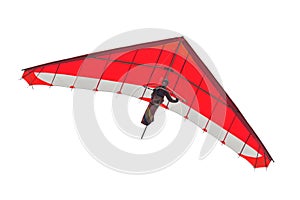 Red hangglider wing isolated on white photo