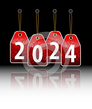 Red hanging tags with the 2024