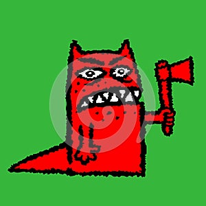 Red hangman with ax. Vector illustration.