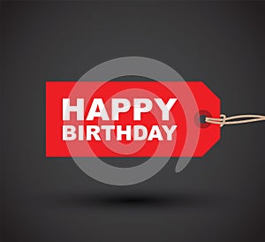 Red happy birthday tag label