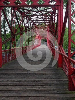 Red harbor brigde in Berlin Tegel photo