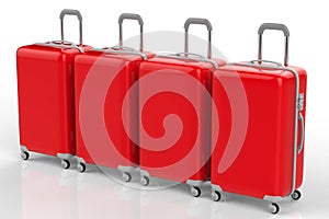 Red hard case luggages in a row