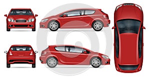 Red hatchback car vector mockup