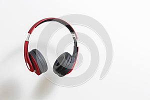 Red headphone isolate on white background