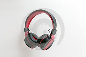 Red headphone isolate on white background