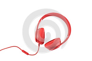 Red headphone on white