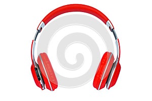 Red Headphones isolated on white background.With clipping path.