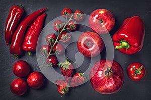 Red healphy vegetables and fruits photo