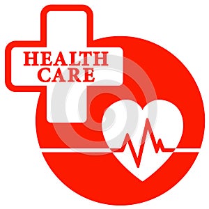 Red health care icon with heart