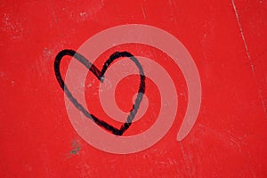 Red hear in red background.Symbol of Love. Passion.