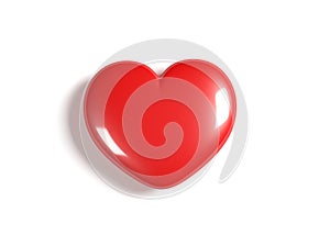 Red Heart 3d Rendering On White