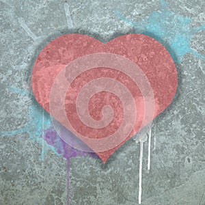 Red heart on abstract grunge paper background