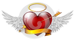 Red heart with angel wings