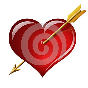 Red heart with an arrow of the Cupid