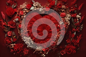 Red heart backdrop for newborn photography. Ai generated