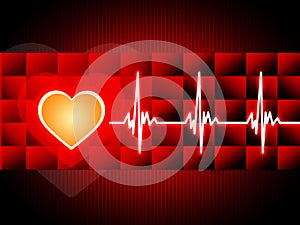 Red Heart Background Means Cardiac Rhythm And Cubes