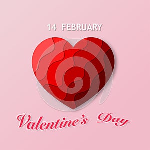 Red Heart Background with text Valentine`s Day, Valentine`s day background design