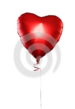 Red heart balloon isolated on white background