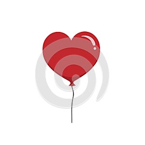 Red heart balloon isolated on white background.