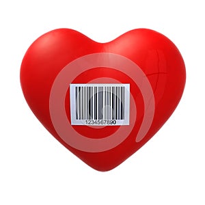 Red heart with barcode