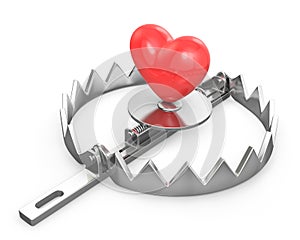Red heart in a bear trap