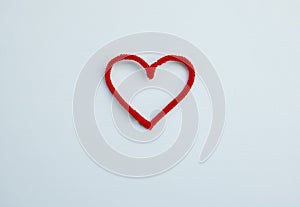 Red heart on blue background. Valentine`s day, anniversary, mother`s day, marriage concept, invitation e-card