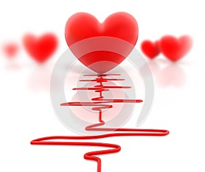 Red heart and cardiogram