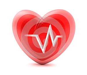 Red heart and cardiogram