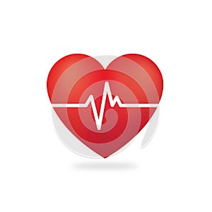 Red Heart cardiogram Premium Vector photo