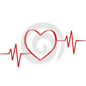 Red heart in cardiology medical design over white background vector illustration