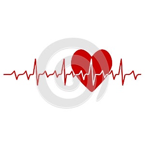 Red heart in cardiology medical design over white background vector illustration