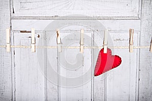 Heart on a clothes line