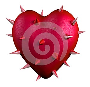 Red heart covered by thorns