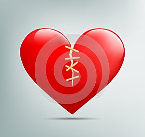 Red heart with a crack