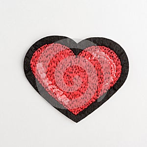 Red heart embroidery patch