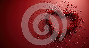 a red heart filled frame on red background