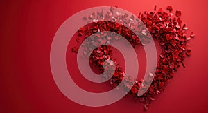 a red heart filled frame on red background