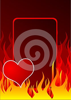 Red heart and fire