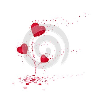 Red Heart flower symbol of love. Cute flower from red hearts. Valentines Day or Womens Day greeting card